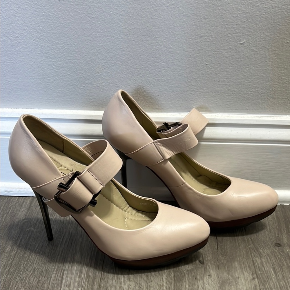 Mea Shadow blush nude  Mary Jane Heels with Stiletto platform 8